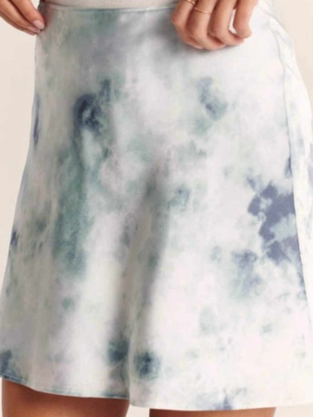 Abercrombie Blue Tie-Dye Satin Skirt